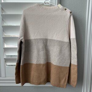 Talbots Color Block Sweater — Tan, Brown & Light Pink